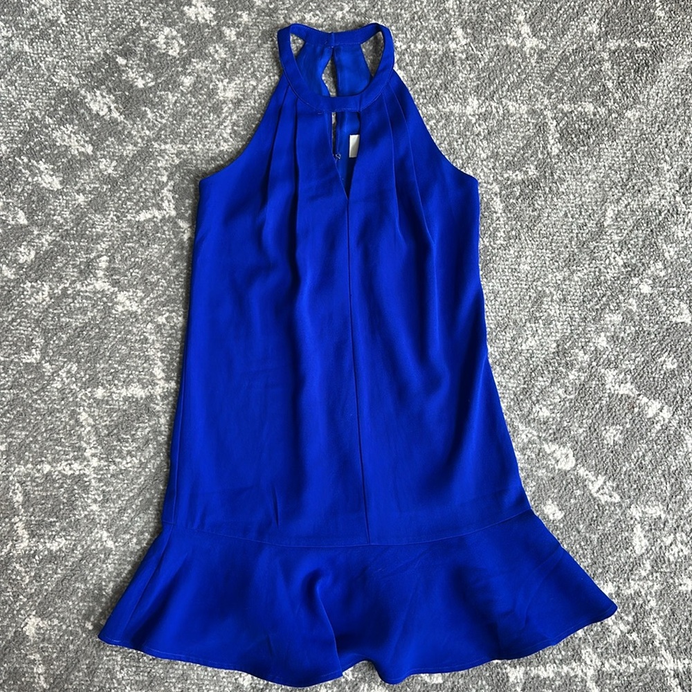 Anthropologie Greylin Brand Cobalt Blue Sleeveless flutter Dress - Picture 12 of 16
